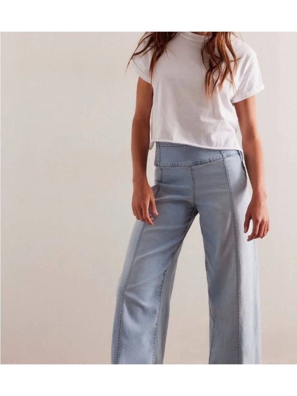 We The Free by Free People Spotlight High Rise Wide Leg Flate Jeans Blue Size 30